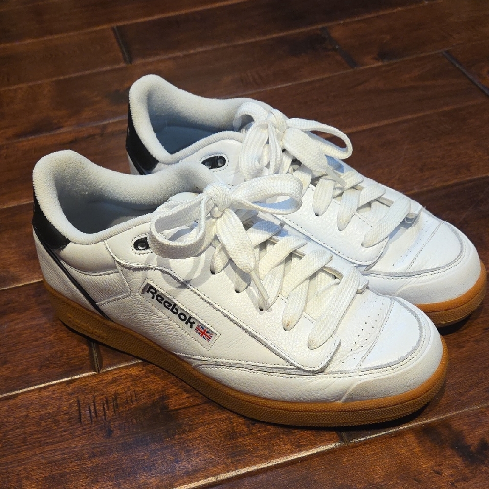 Reebok Club C Bulc White and Black Sneakers with Gum Sole